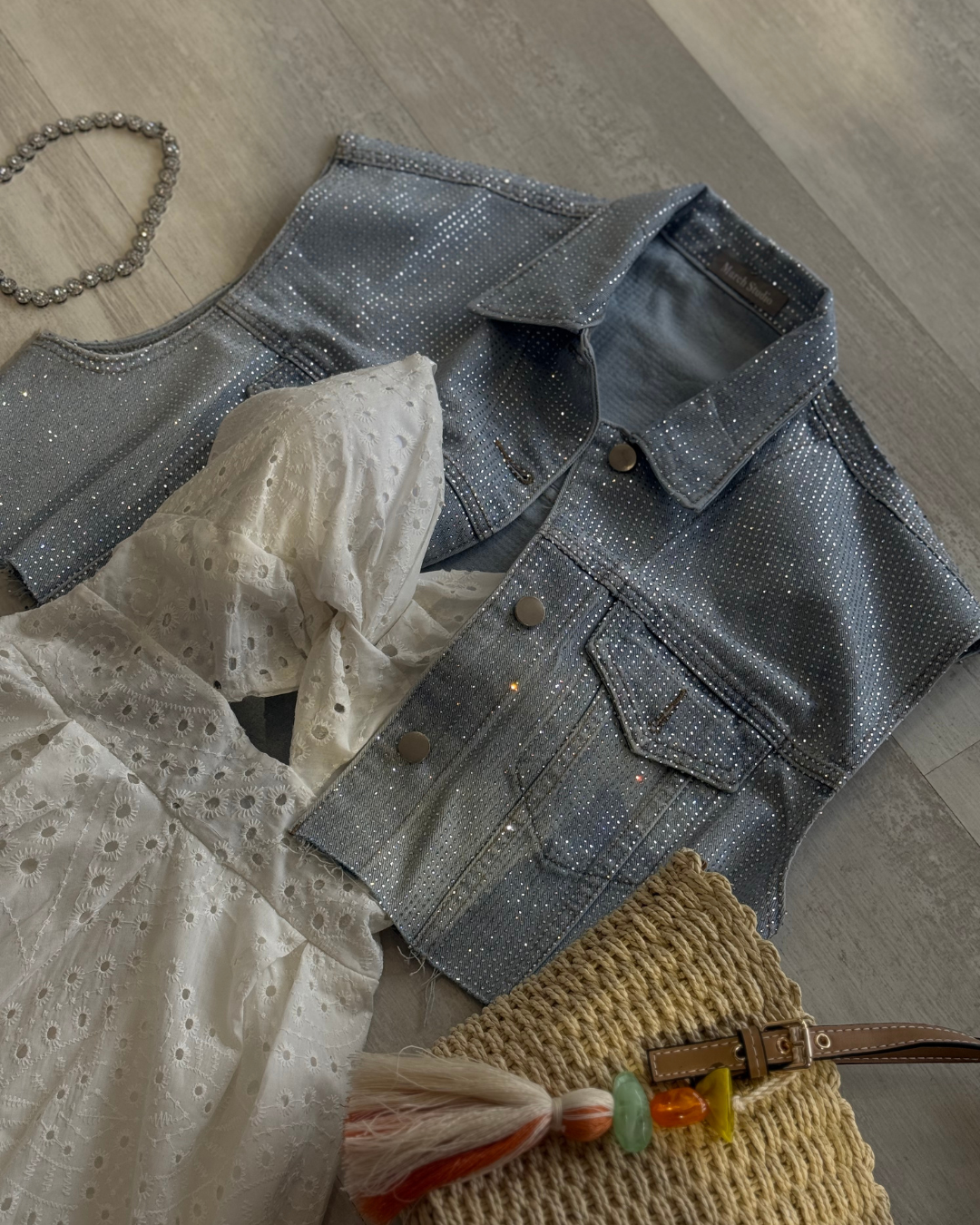 Chaleco Denim Brillo