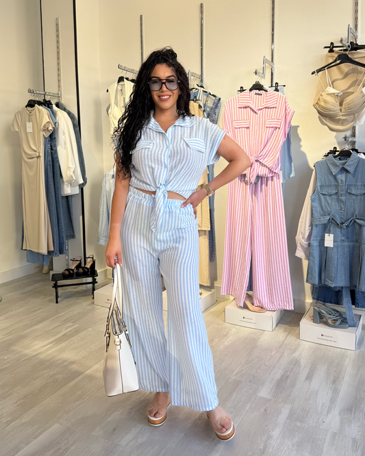 Conjunto camisa y pantalón rayas