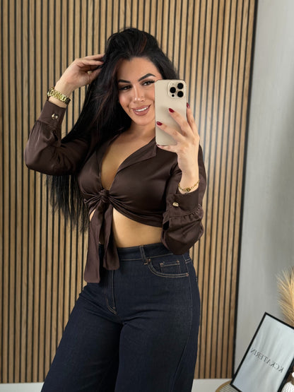 BLUSA RASO CORTA CHOCOLATE